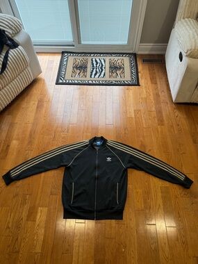 adidas Green Track Jacket with White Stripes